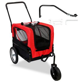 2-in-1 Pet Bike Trailer And Stroller with Canopy Bicycle Carrier Bicycle Cargo Wagon Trailer 44LBS Weight Capacity For Small Medium Dogs