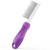 Pet Comb with Long & Short Stainless Steel Teeth for Removing Matted Fur; Knots & Tangles – Detangler Tool Accessories for Safe & Gentle DIY Dog