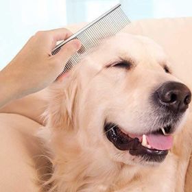 2 Pack Dog Combs with Rounded Ends Stainless Steel Teeth; Dog Comb for Removing Tangles and Knots; Professional Grooming Tool for Long and Short Haire