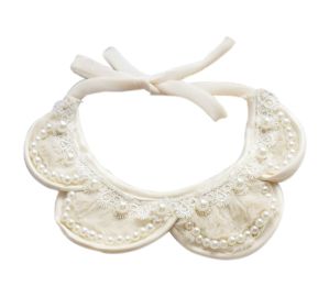 Adjustable Pet Collar With Pearl Lovely Princess Dog 9-18 inches, Beige