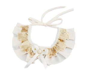 Adjustable Pet Collar With Gold Sequin Princess Dog Collar 9-18 inches