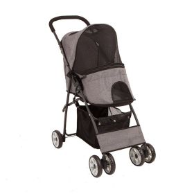 Puppy Pet Four Wheels Dog Jogger Stroller Trolley, One-Click Folding Travel Pet Carrier Trolley Foldable Travel Carriage