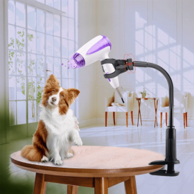 Hair Dryer Holder Hands 360 Degrees Rotatable Hands-Free Hair Dryer Stand Aluminum Alloy Gooseneck Pet Dog Grooming Table Hair Dryer Clip Holder w