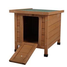 Modern Wooden Dog Hutch, Indoor/Outdoor Retreat House with Openable Roof for Small Pets, Weatherproof, Bright Yellow