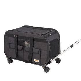 VEVOR Dog Carrier with Wheels, Rolling Pet Carrier with Telescopic Handle and Shoulder Strap, Dog Carrier with Wheels for Pets under 35 lbs