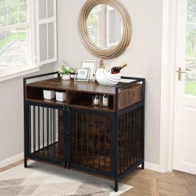 41 "Furniture Dog Cage, Metal Heavy Duty Super Sturdy Dog Cage, Dog Crate for Small/Medium Dogs, Double Door and Double Lock