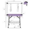 46" Folding Dog Pet Grooming Table Stainless Steel Frame Rubber Mat on Board with Adjustable Arm and Clamps pet Dog Grooming Table (PURPLE COLOR)