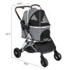 Pet Stroller 3 in 1, Folding Lightweight Dog Stroller with Detachable Carrier & Storage Basket, 4 Wheels Travel Stroller for Puppies Doggies Kitties