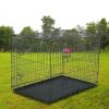 42" Pet Kennel Dog Folding Steel Crate Animal Playpen Wire Metal