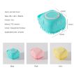 Pet Grooming Bath Massage Brush with Soap and Shampoo Dispenser Soft Silicone Bristle for Long Short Haired Dogs Shower, Blue
