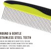 Dog Comb for Removes Tangles and Knots - Comb for Removing Matted Fur - Grooming Tool with Stainless Steel Teeth and Non-Slip Grip Handle - Best P