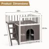 2-Story Wooden Feral House Dog House for Outdoor and Indoor, Pet House with Stairs, Grey & White