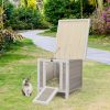 Modern Wooden Dog Hutch, Indoor/Outdoor Retreat House with Openable Roof, Weatherproof, Gray