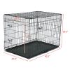 42" Pet Kennel Dog Folding Steel Crate Animal Playpen Wire Metal