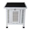 Modern Wooden Dog Hutch, Indoor/Outdoor Retreat House with Openable Roof, Weatherproof, Gray