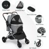 Pet Stroller 3 in 1, Folding Lightweight Dog Stroller with Detachable Carrier & Storage Basket, 4 Wheels Travel Stroller for Puppies Doggies Kitties