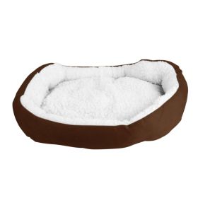 Pet Dog Bed Soft Warm Fleece Puppy Bed Dog Cozy Nest Sofa Bed Cushion For S/M Dog (Option: Brown)