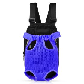 Dog Carrier Backpack Legs Out Front Pet Backpack Carrier Travel Bag Adjustable Shoulder Straps for Hiking Camping Shopping Biking (Size/Color: S, Option: Blue)