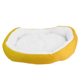 Pet Dog Bed Soft Warm Fleece Puppy Bed Dog Cozy Nest Sofa Bed Cushion For S/M Dog (Option: Yellow)