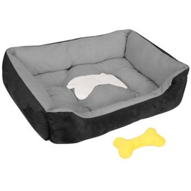 Pet Dog Bed Soft Warm Fleece Puppy Bed Dog Cozy Nest Sofa Bed Cushion Mat For S/M Dog (Size/Color: L, Option: Black)