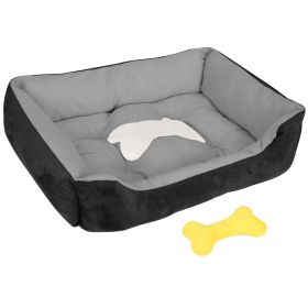 Pet Dog Bed Soft Warm Fleece Puppy Bed Dog Cozy Nest Sofa Bed Cushion Mat For S/M Dog (Size/Color: M, Option: Black)