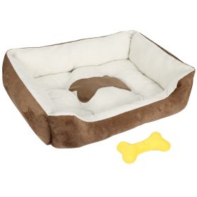 Pet Dog Bed Soft Warm Fleece Puppy Bed Dog Cozy Nest Sofa Bed Cushion Mat For S/M Dog (Size/Color: XL, Option: Brown)