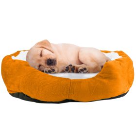 Pet Dog Bed Soft Warm Fleece Puppy Bed Dog Cozy Nest Sofa Bed Cushion For S/M Dog (Option: Orange)