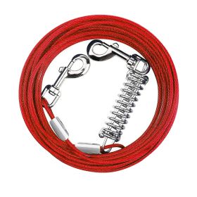 29.5FT Dog Tie Out Cable Long Dog Leash Chew Proof Lead Dog Chain with Durable Spring 360° Rotatable Clips PVC Case for Outside Yard Caming (Size/Color: 9M, Option: Red)
