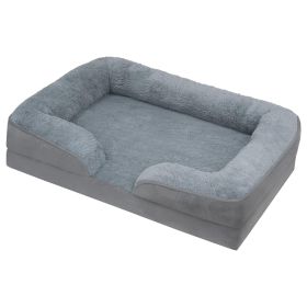 Pet Dog Bed Soft Warm Plush Puppy Bed Cozy Nest Sofa Non-Slip Bed Cushion Mat Removable Washable Cover Waterproof Lining For Small Medium Dog (Option: L)