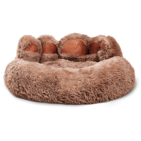 Cute Dog Bear Paw Shape Dog Bed, Dog Beds & Furniture For Small And Medium Dogs, Cozy Plush Cute Beds For Indoor Dogs (Option: Khaki-18inch)