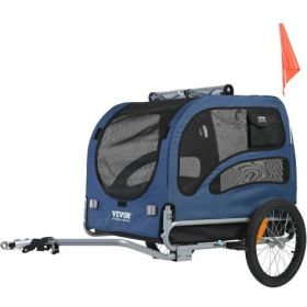 VEVOR Dog Bike Trailer, Supports up to 66-100 lbs, Pet Cart Bicycle Carrier, Easy Folding Frame with Quick Release Wheels, Universal Bicycle Coupler (size: Blue 100 lb)