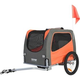 VEVOR Dog Bike Trailer, Supports up to 66-100 lbs, Pet Cart Bicycle Carrier, Easy Folding Frame with Quick Release Wheels, Universal Bicycle Coupler (size: Orange 66 lb)