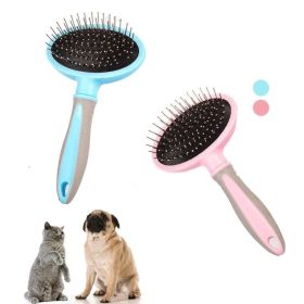 1 Pcs Pet Brush Dematting Grooming Comb Removing Knots Professional Safe Ergonomic Handle Dog Comb (Color: pink)