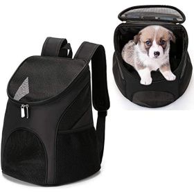 Dog Carrier Backpack Breathable for Puppies; Pet Carrier Bag with Mesh Ventilation; Safety Features and Cushion Back Support; for Travel (Color: Blue)