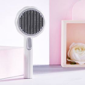 Pumpkin Pet Brush Self Cleaning Slicker Comb for Shedding Dog Hair Grooming Removes Loose Under Layers and Tangled Hair (Ships From: China, Color: White)