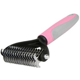 Grooming Brush For Pet Dog Deshedding Tool Rake Comb Fur Remover Reduce 2-Side Dematting Tool For Dogs Pets Grooming Brush Double Sided Shedd (Color: pink)