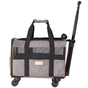 VEVOR Dog Carrier with Wheels, Airline Approved Rolling Pet Carrier with Telescopic Handle and Shoulder Strap (default: default)