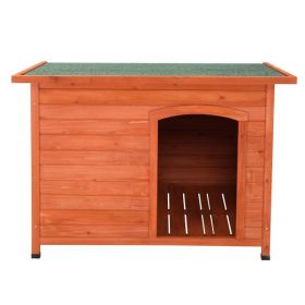 Waterproof Wood Dog House Pet Shelter Natural Wood Color L (Color: as picture)